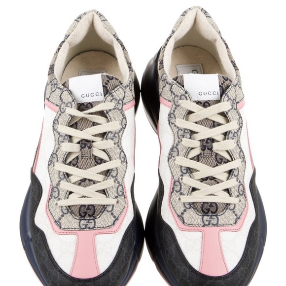 NWT Gucci Women's Black, Pink, and Cream Sneakers - Picture 3 of 5